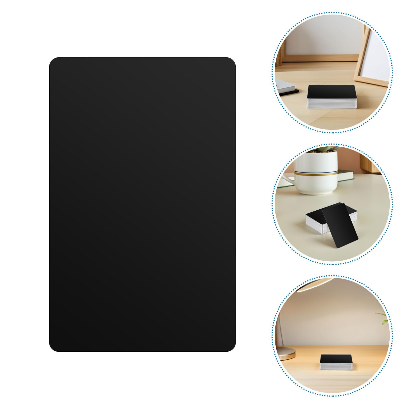 Cabilock Tarjetas de Visita de Metal Grabables Negras 200 Piezas, Lámina de Aluminio 86x54x0,45 Mm para Grabado Láser, Tarjetas de Presentación Metálicas para Oficina y Grabado
