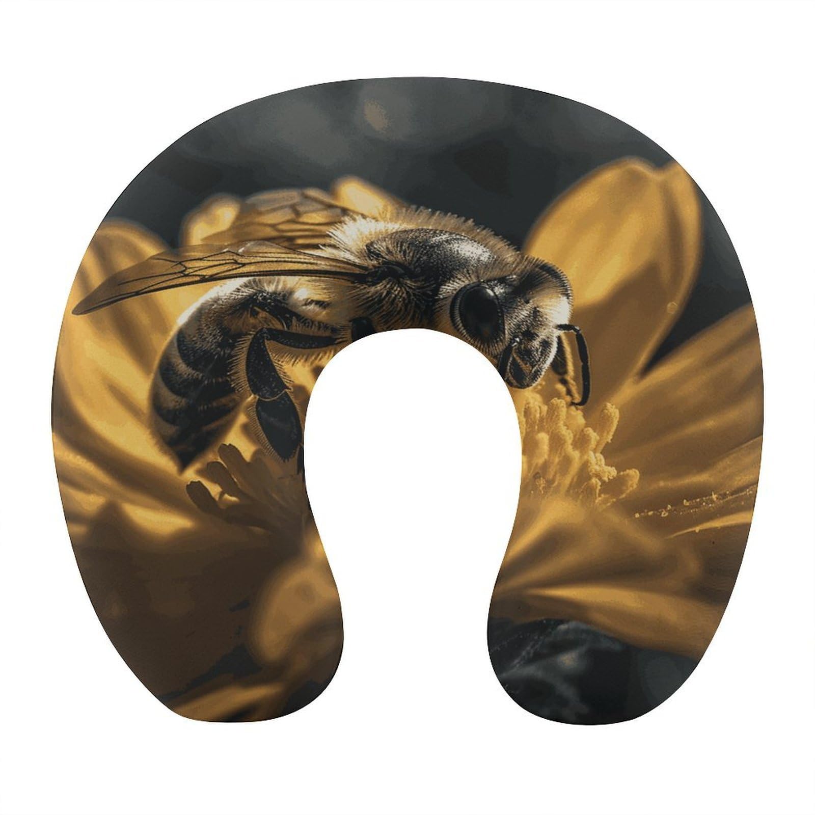 Adfgyerh Style Serious Bee U-Shaped Pillow，Memory Foam Pillow Core，Cushion ，Provide Neck Support ，Travel Pillow，Suitable For Airplanes, Cars, Homes, And Offices.