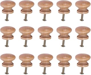 SUPVOX 15pcs Wooden Knobs Handle Mushroom Knobs Door Drawer Cabinet Handle Knobs with 15pcs Screws M