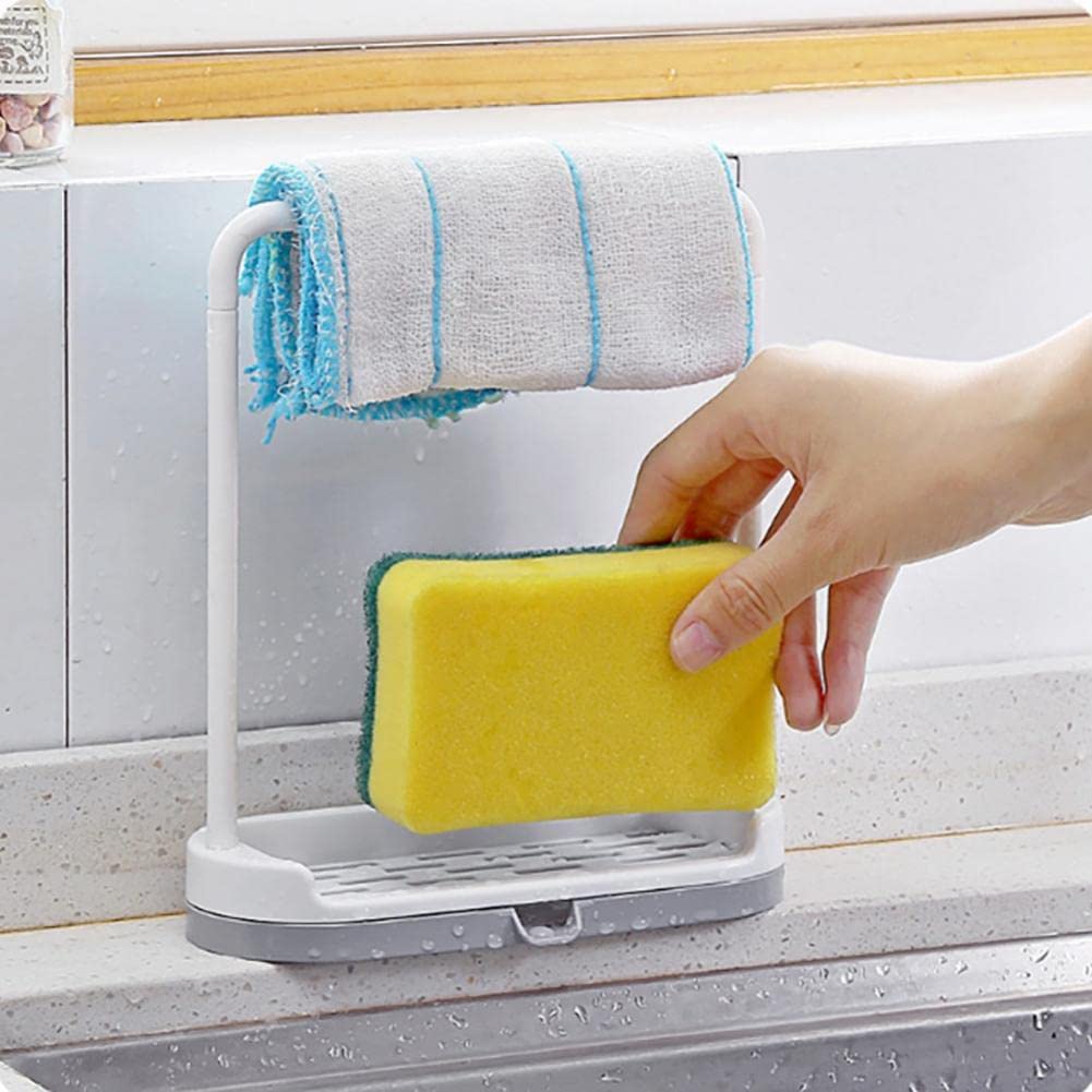 Bontannd Foldable Dishcloth Hanger Holder Towel Rack for Kitchen Countertop Rag Storage Rack Dish Washing Cloth Drain Rack Kitchen Tools