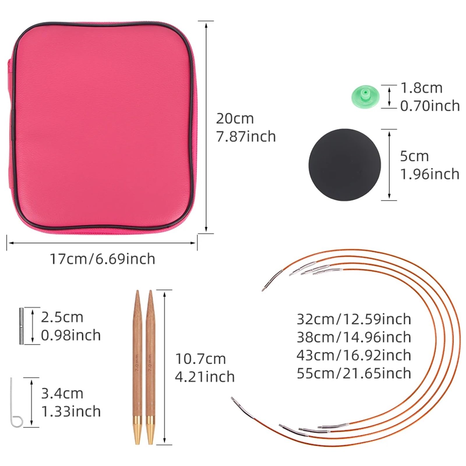 Agujas De Tejer Juego de 13 Pares de Agujas de Tejer Circulares de bambú Intercambiables, 2,75mm-10mm, un Gran Regalo for entusiastas del Tejido para Proyectos De Tejido