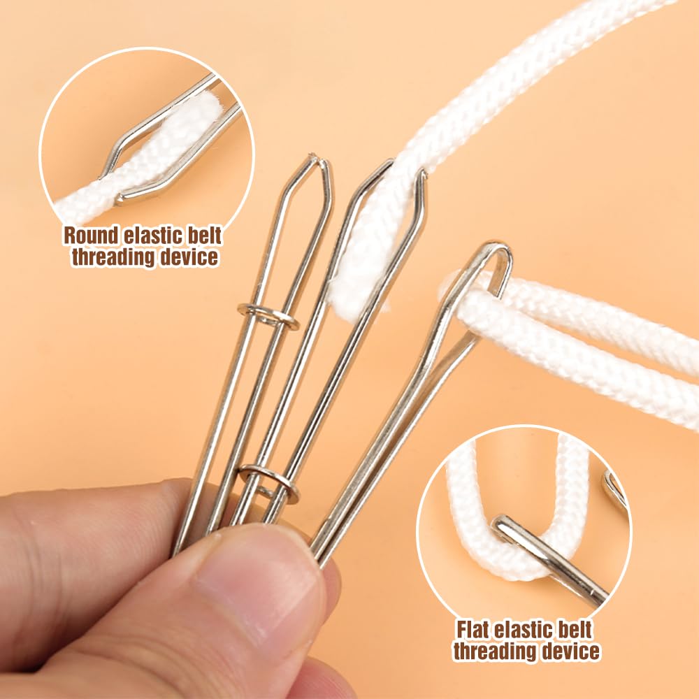 8 clips de enhebrador de cuerda, juego de herramientas de enhebrador de cordón, ganchos giratorios de metal fácil de tirar con pinza herramienta de costura para reemplazo de cordón para sudaderas,