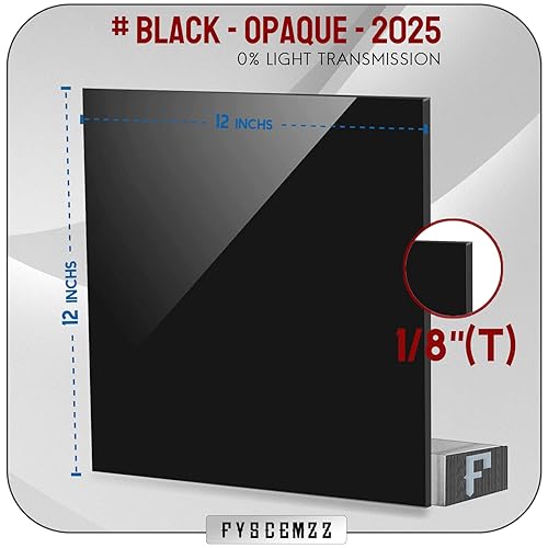 Miniatura 4 de FYSCEMZZ 18" x 12" x 12" - Hoja acrílica de plexiglás negro - 2 unidades