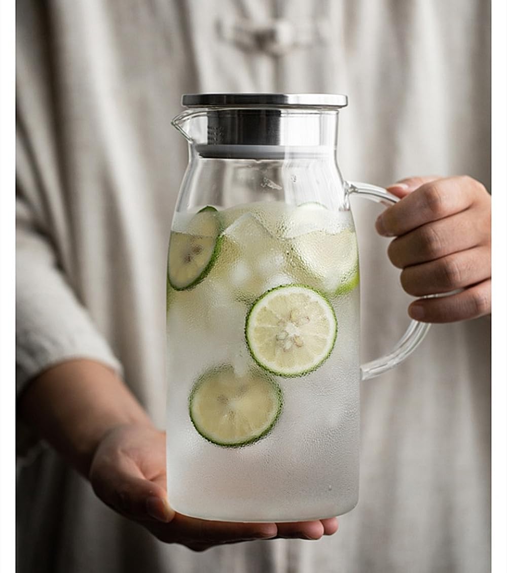 Amazon.co.jp: ガラスピッチャー お茶ポット 耐熱ガラス 冷水筒 冷蔵庫