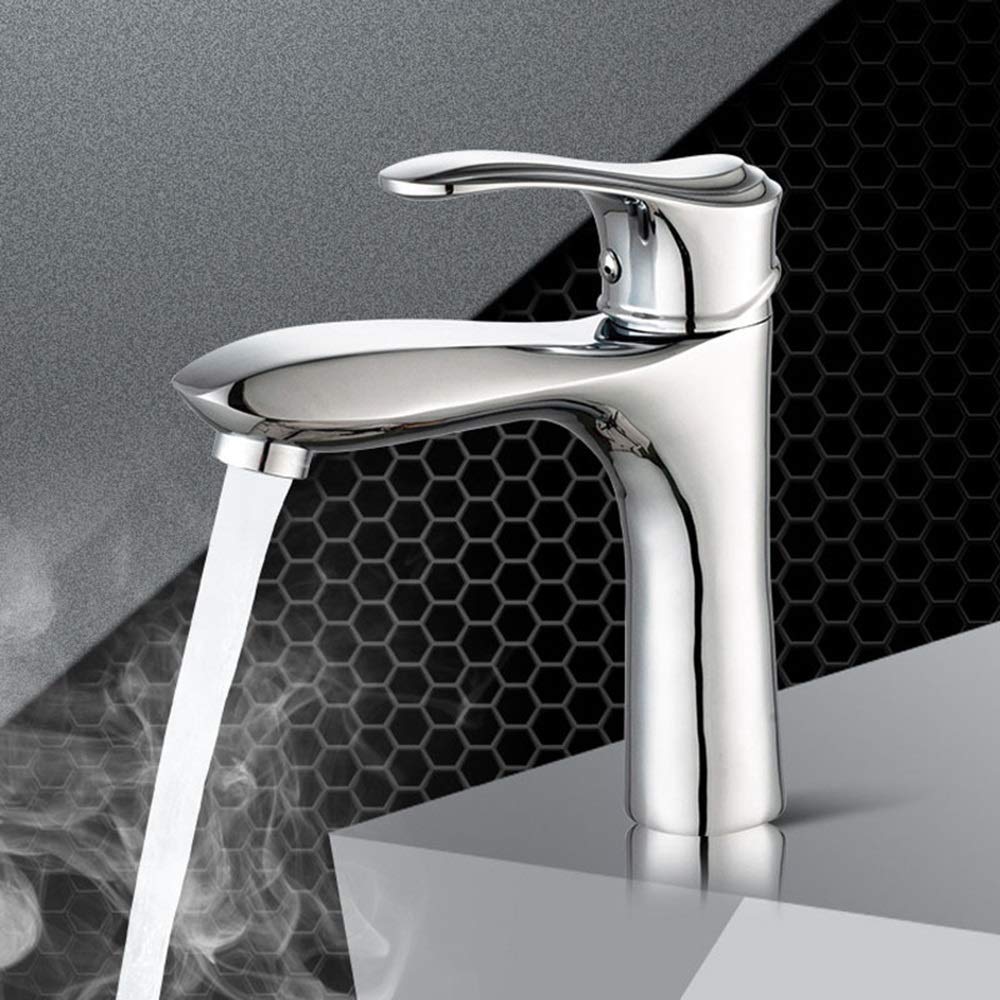 Hot and Cold Water Faucet Wild Wash Basin Copper Faucet Top and Bottom Basin Bathroom Basin Faucet Beautiful and Durable