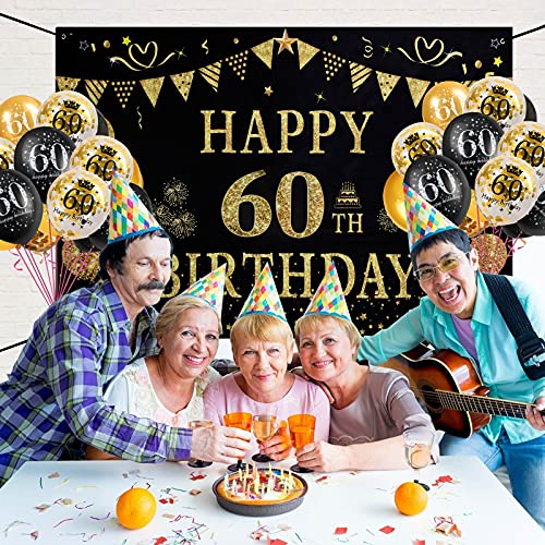 60 Decorazioni Compleanno Oro Nero, GuKKK Birthday...