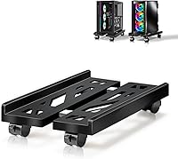 Vista 8 de Soporte de PC, soporte móvil para CPU para piso, soporte enrollable ajustable para CPU, soporte de torre de computadora debajo del escritorio