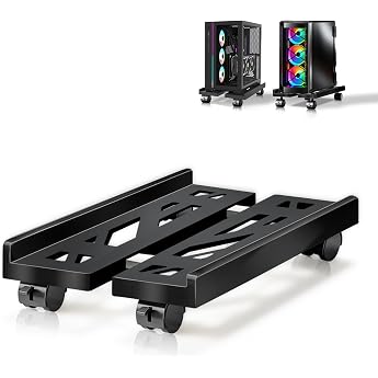 Hmfmdy CPU Stand for PC, Desktop Computer Tower Stand, Adjustable CPU Holder, Universal Mobile PC Stand with Rolling Lockable