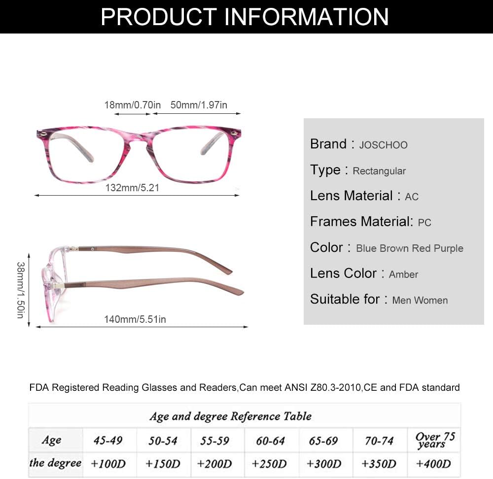 JOSCHOO Computer Reading Glasses Blue Light Blocking Readers Men and Women Glasses of Reading (Purple Stripe, 2.75) image 2