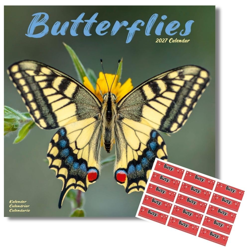 Avonside Butterflies 2027 Square Calendar with Organisational Stickers