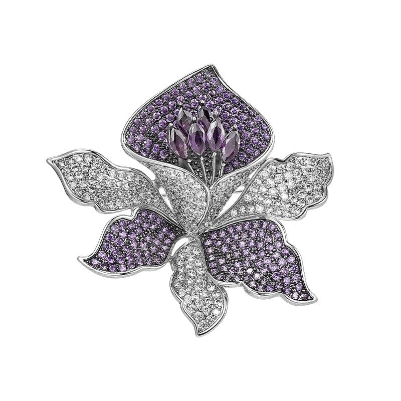 Image of Flower Brooch Pin - Rhinestone Flower Pin 18k Gold Plated - Thanksgiving Day, Birthday, Wedding Gifts for Mom, Wife
