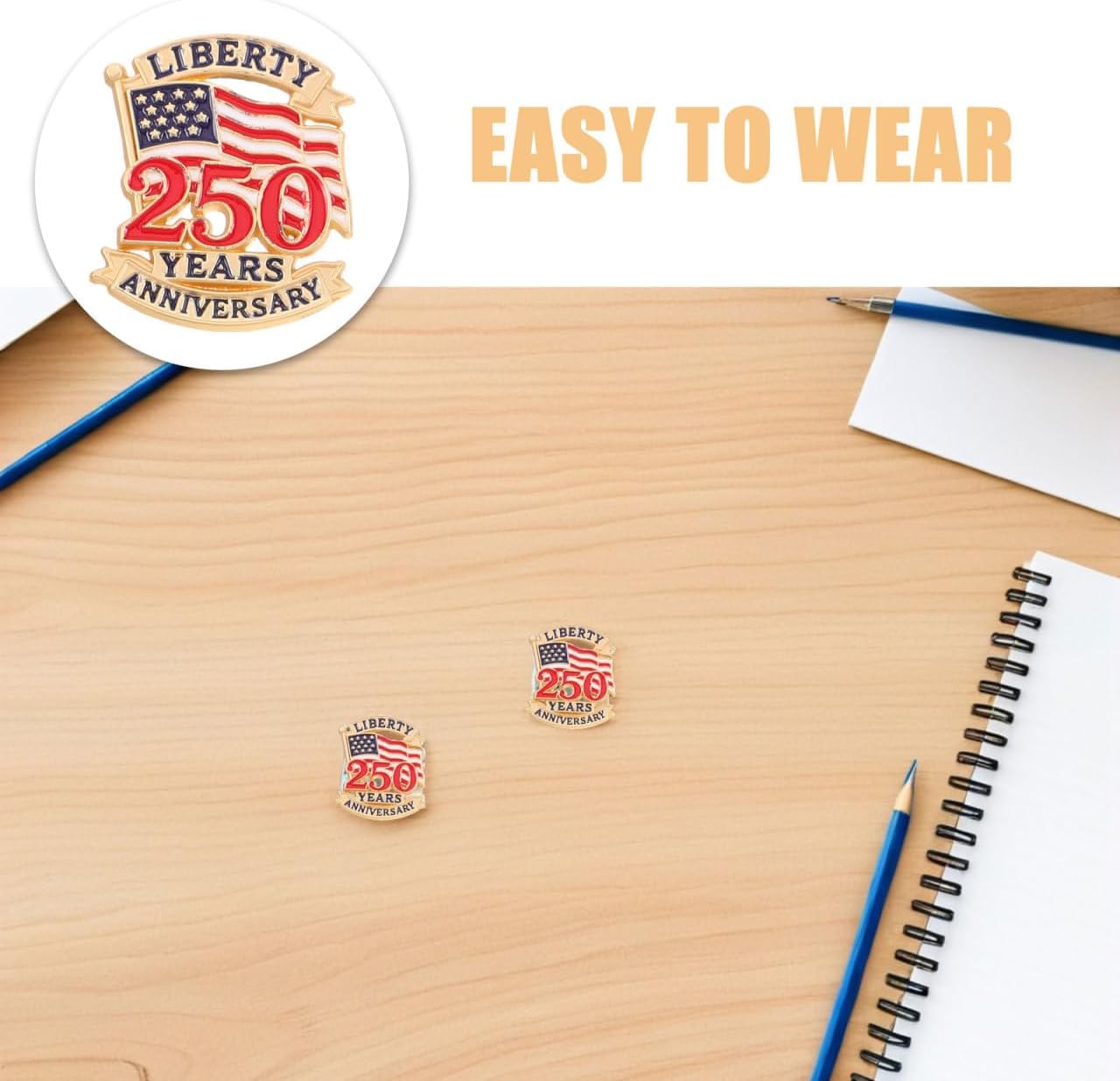 Unomor 5pcs American Flag Pins Usa Lapel Pins for Men Suits 250th Anniversary Independence Day Brooches for Veterans