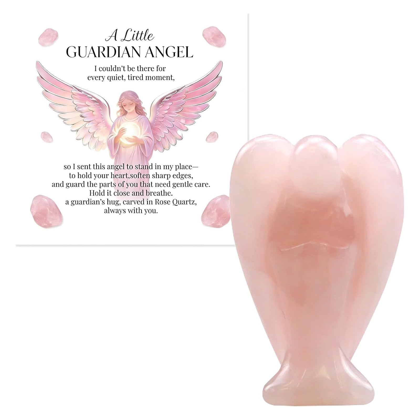 Virelle Amethyst Guardian (Pink) Pink Quartz Guardian Angel Healing Crystal Gifts for Women,