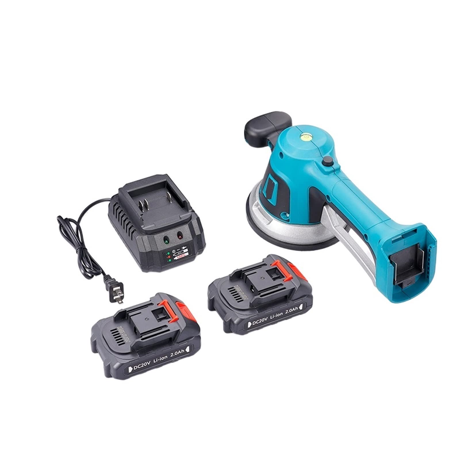 CUDTAPI 20V Wireless Tiler 6 Speed Tiling Machine Automatic Tiles Leveling Vibrator Wall Tile Floor Suction Cup Power Tool(2Battery 2.0A)