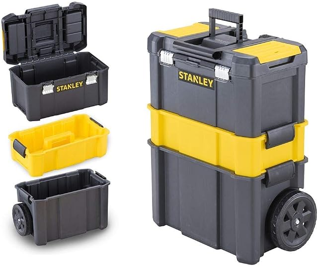 STANLEY Essential Rolling Workshop Toolbox, 3 Tier Stackable Units, STST1-80151