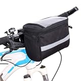 shlutesoy Bike Bags Handlebar Large Capacity Waterproof Bicycle Front Handlebar Storage Bag Cycling Pouch Black