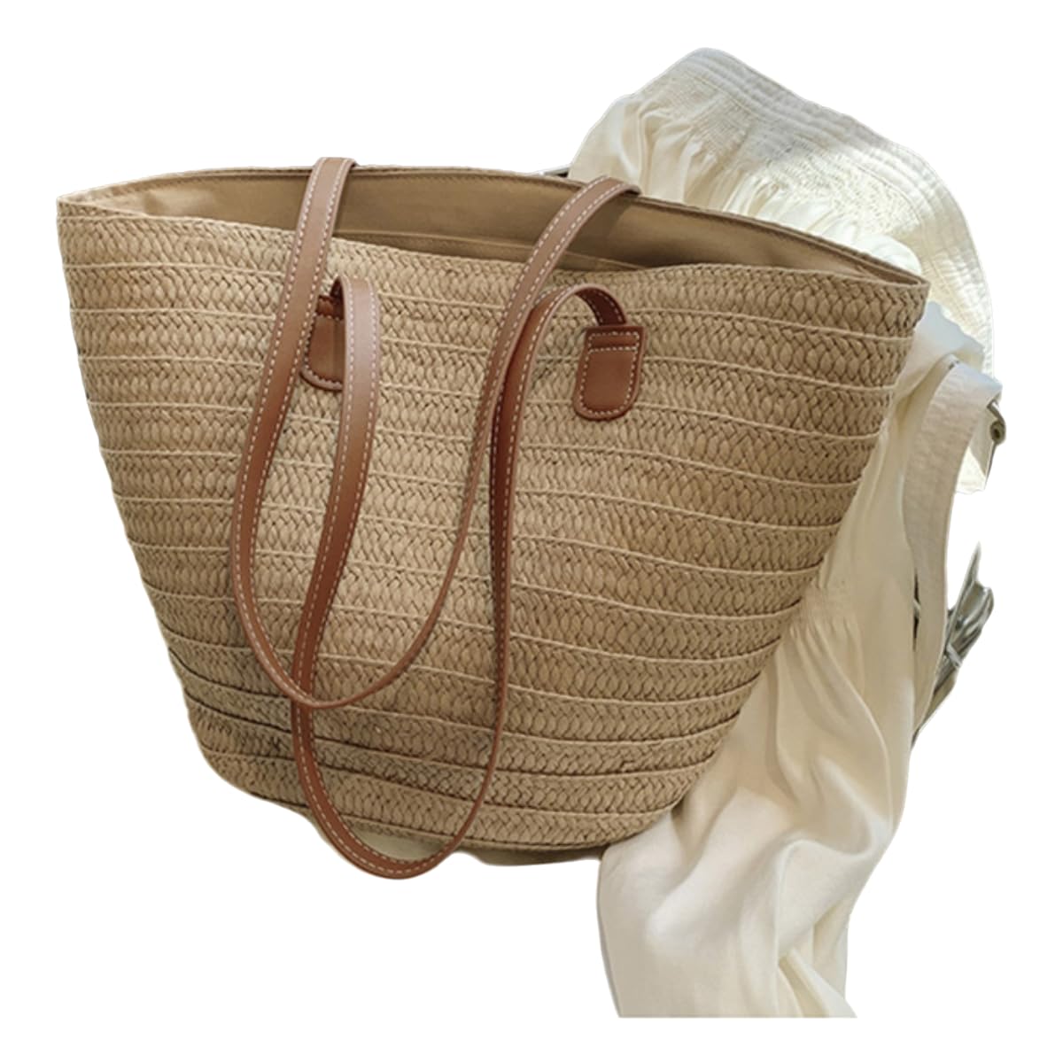 Panier cabas tissé kaki idéal pour la plage et vos soirées d'été