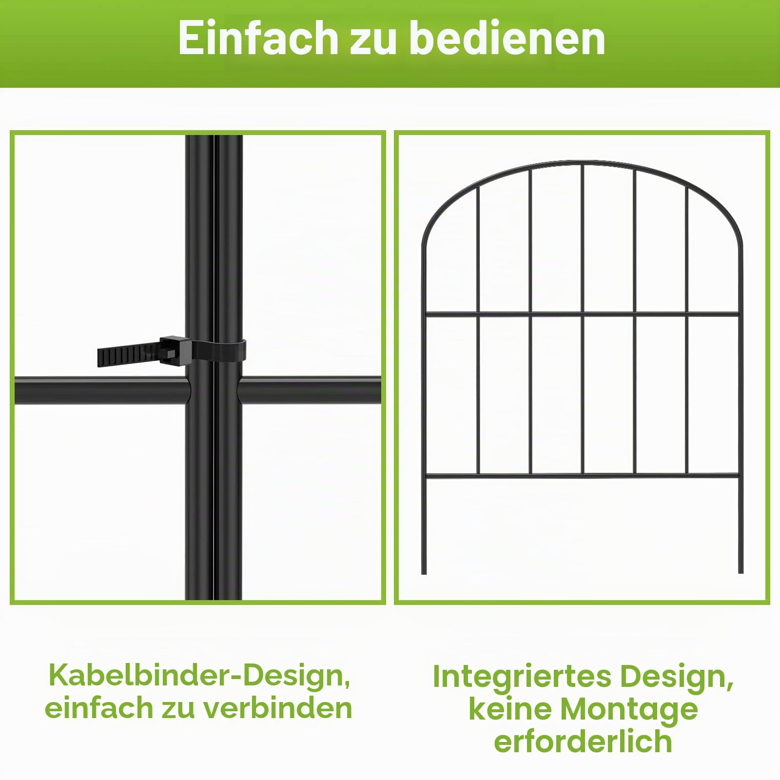 OUSHENG Kleiner dekorativer Gartenzaun, 3 m (L) x 41,9 cm (H) Zaun, rostfreie Metalldrahtpaneelbordüre Tierbarriere für Hund, Blumenpflanzenkante für Hof, Hinterhof, Outdoor, gewölbt