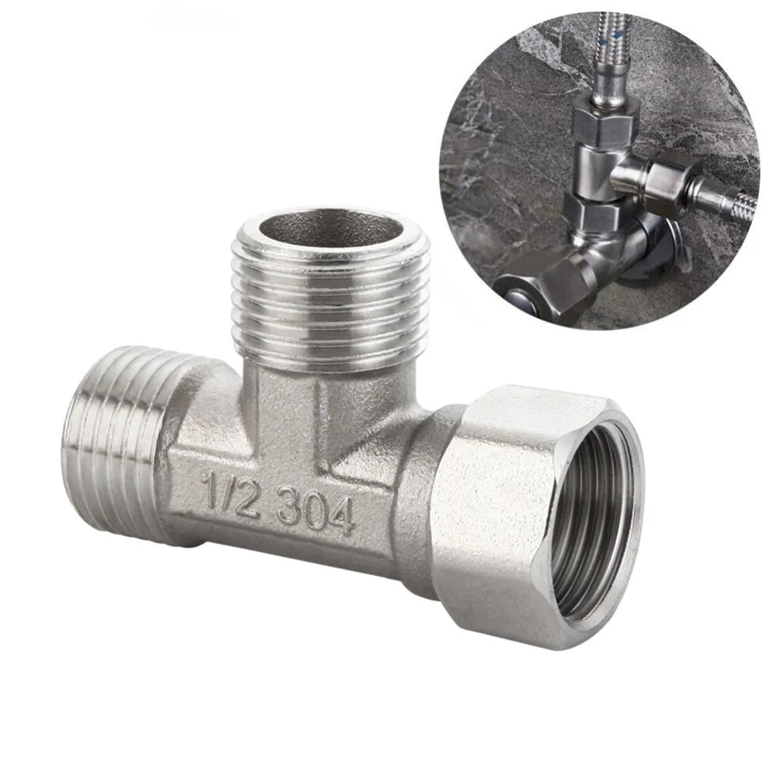 Válvula angular for grifo, desviador, baño, inodoro, pulverizador for bidé, ducha G1/2, acero inoxidable, cobre, agua de tres vías, 2 uds para bafieras y duchas