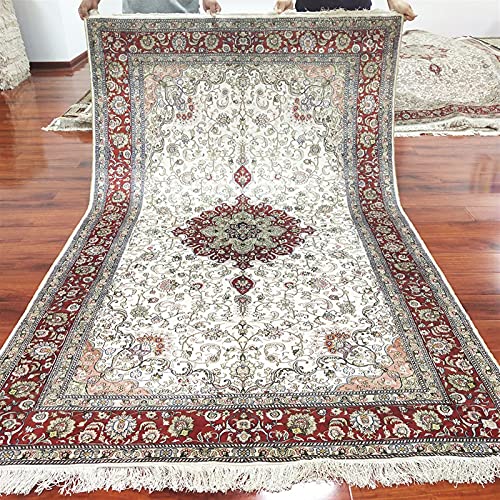 RUG 5x8 Zijde Handgeknipte Georiënteerde Perzische Rug Perzische tapijten Hand Tufted Silk Carpet voor Woonkamer Ouzyu… - Afbeelding 4