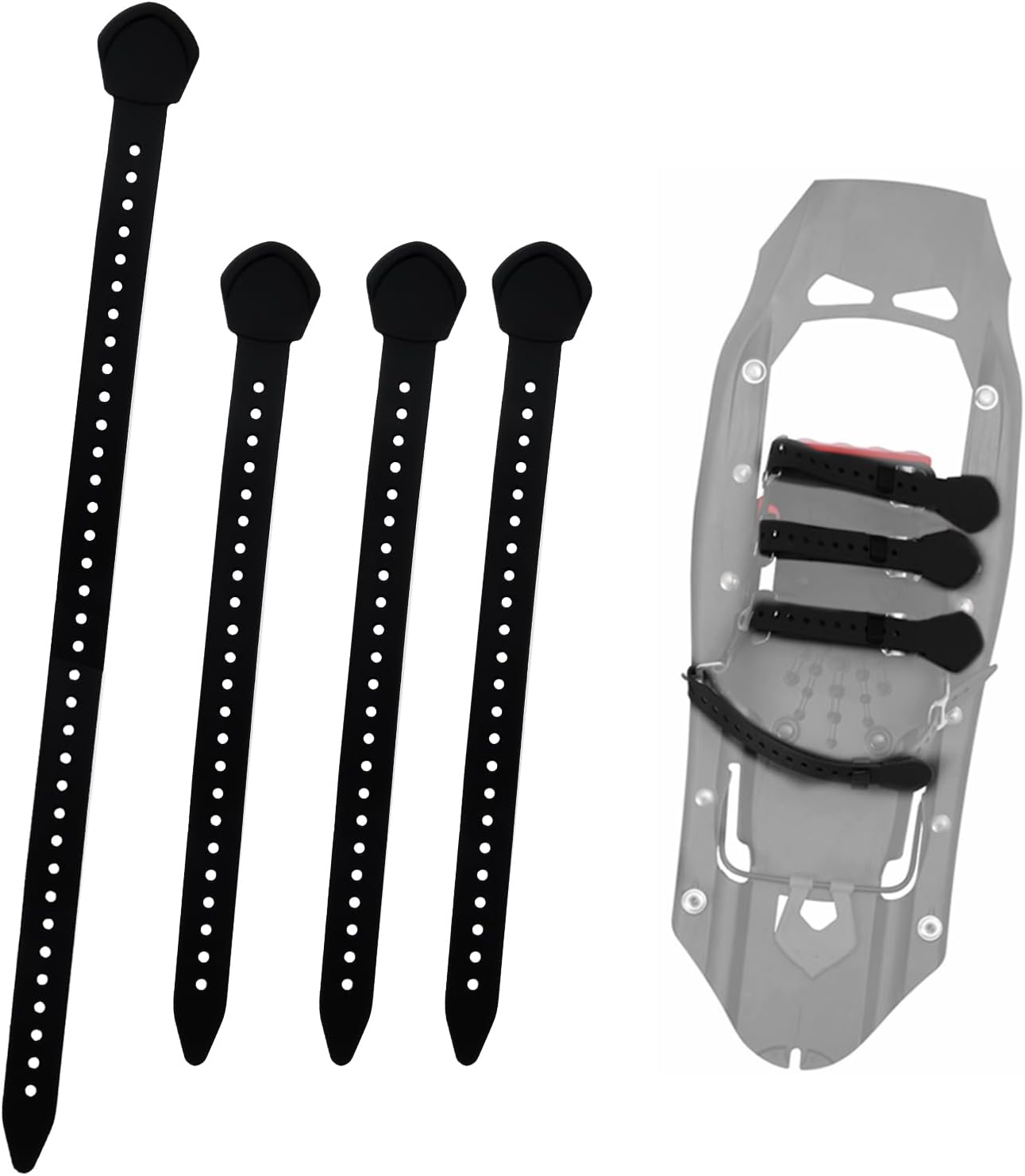 Snow Shoe Bindings Replacement for MSR Classic Snowshoes Straps Kit Includes 3x12'' and 1x18'' Straps, Adjustable Ski Boot Wraps Ties Compatible with Denali Evo Ascent Snowshoes, PosiLock Bindings
