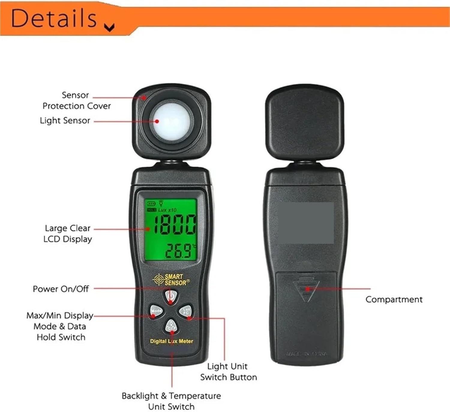 Light Meter, Digital Light Meter, Lux/Fc Photometer, Integrated Illuminometer, Environmental Tester, 0-200000 Lux Range,Light Meter Photography
