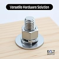 Vista 2 de Bolt Dropper - Paquete de 100 arandelas planas de acero inoxidable a granel – Arandelas de metal para pernos – 1/4 de pulgada de diámetro