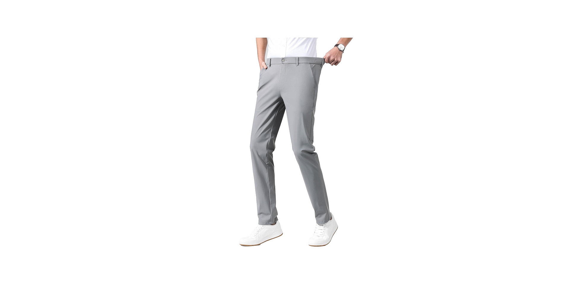 一心为华 Men Men's 4-Way Flex Dress Pants Slim Fit Skinny