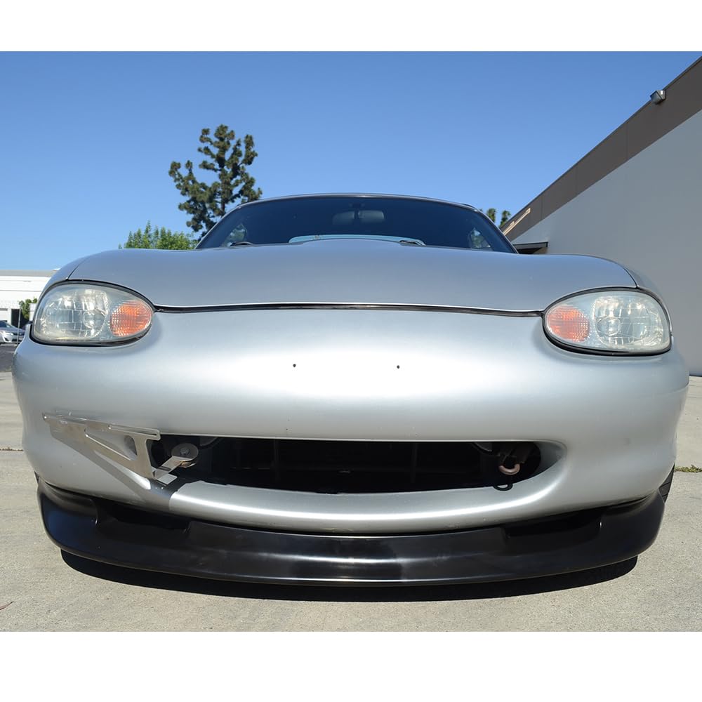 Front Bumper Lip Compatible With 1999-2000 Mazda Miata MX-5 Black PU Front Lip Finisher Under Chin Spoiler Add On Splitter Valance Underbody by IKON MOTORSPORTS product thumbnail 8