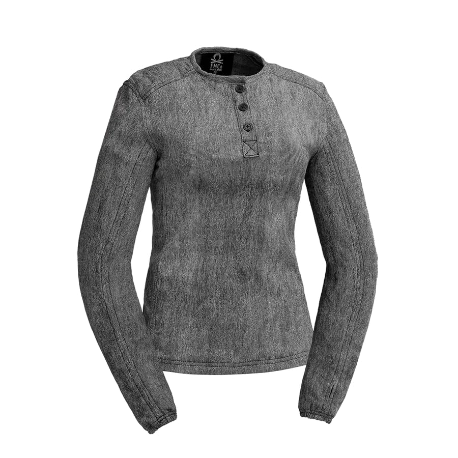 First Mfg Co - FMCo Womens Base Layer Biker Riding Shirt - GatorSkin Fabric - Grey - Large