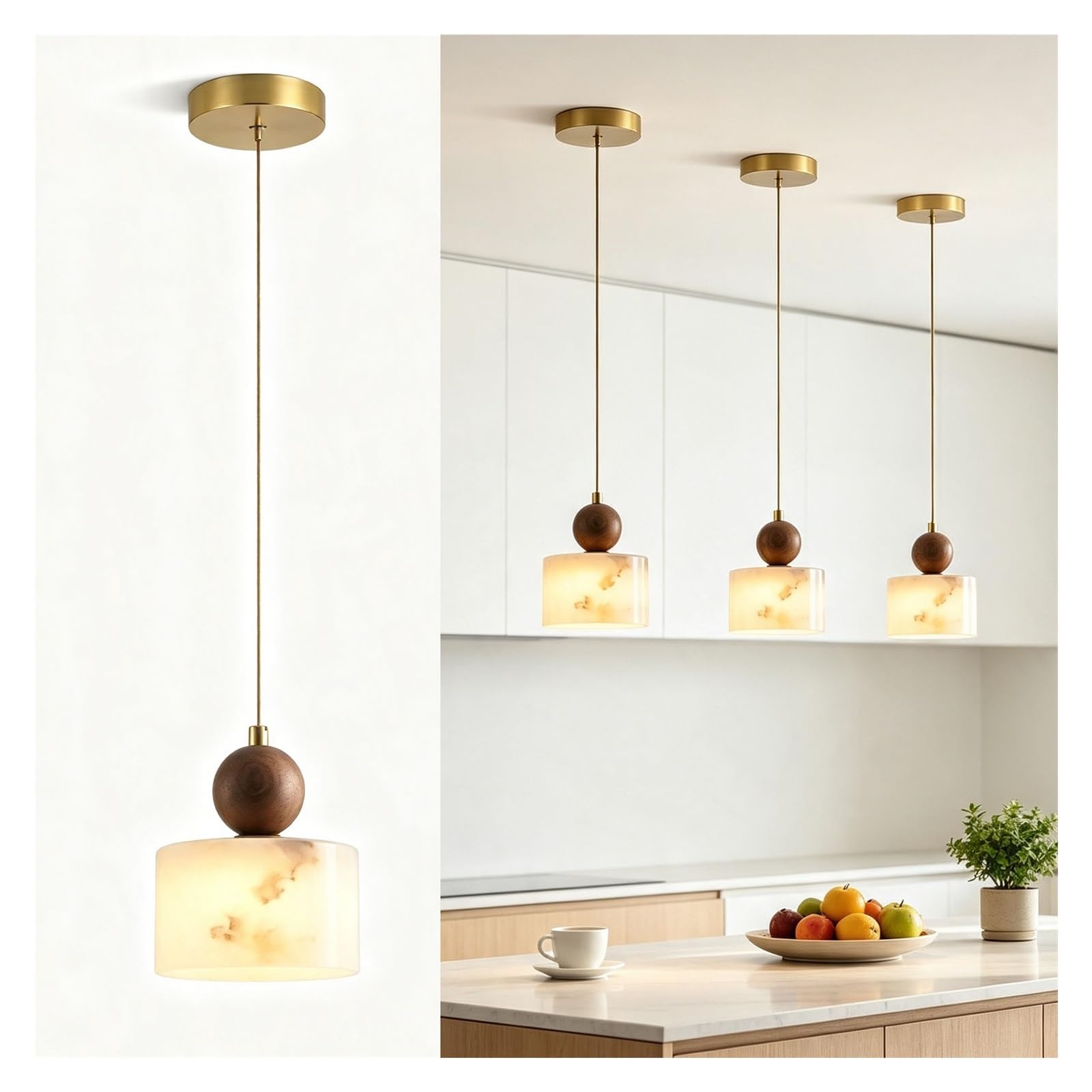 LUOYAOB Modern Alabaster Light Fixture White Marble Pendant Hanging Lamp
