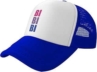 AHMOVOMAH Bi Flag of Bisexual Mesh Trucker Hats for Mens Womens Casquette Girls Boys Snapback Baseball Caps Blue