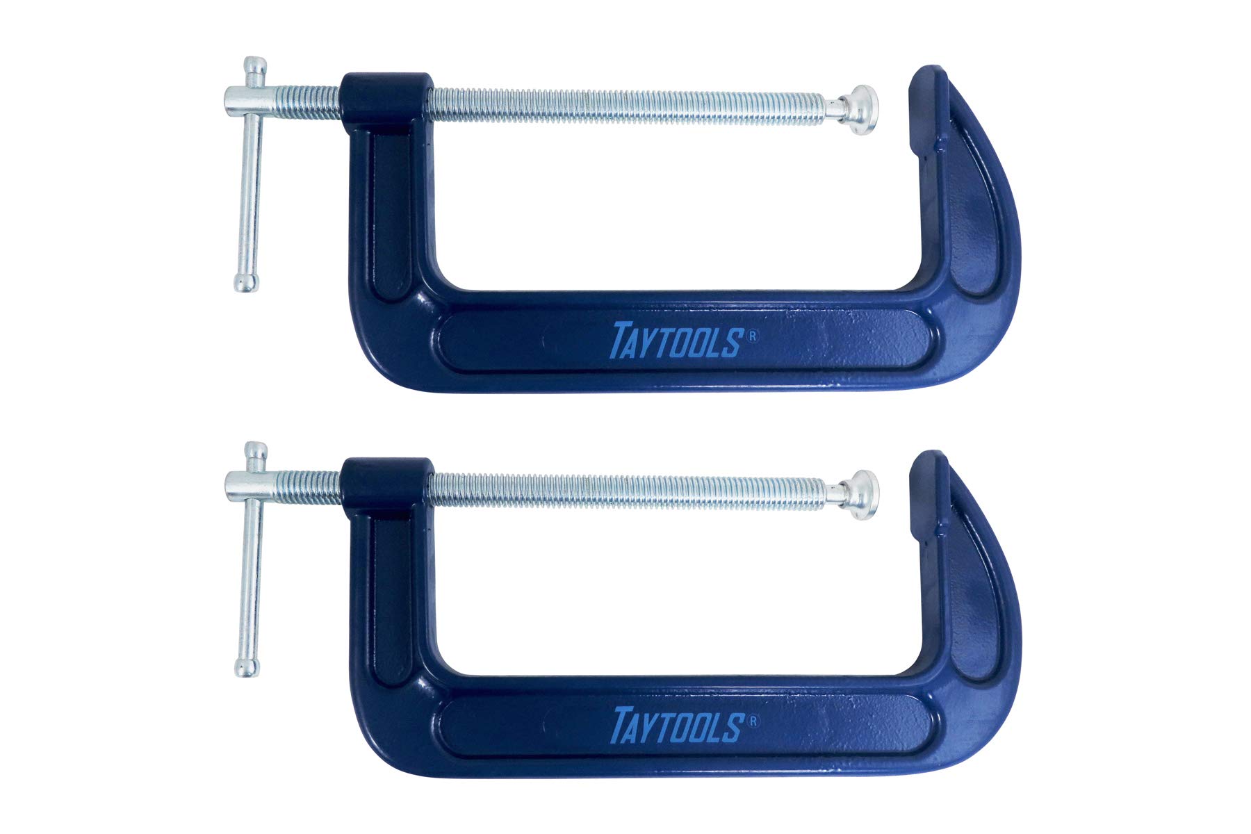 2 Pack Taytools 6 Inch C Clamps Malleable Steel Frame Power Coated