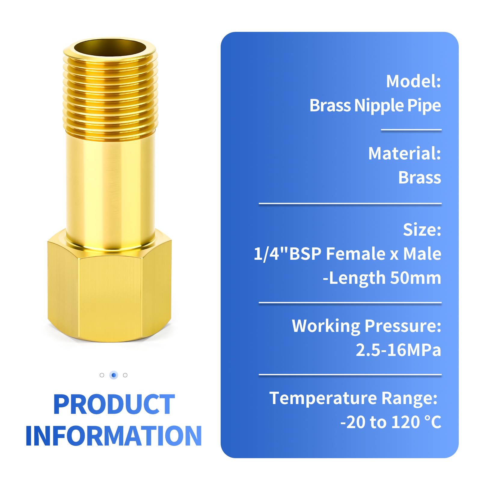 Mosiężna rura sutkowa, 1/10.2 cm BSP z gwintem żeńskim do męskim, długość 50 mm, prosty adapter przedłużający do rur, złącze konwertera reduktora do drenażu