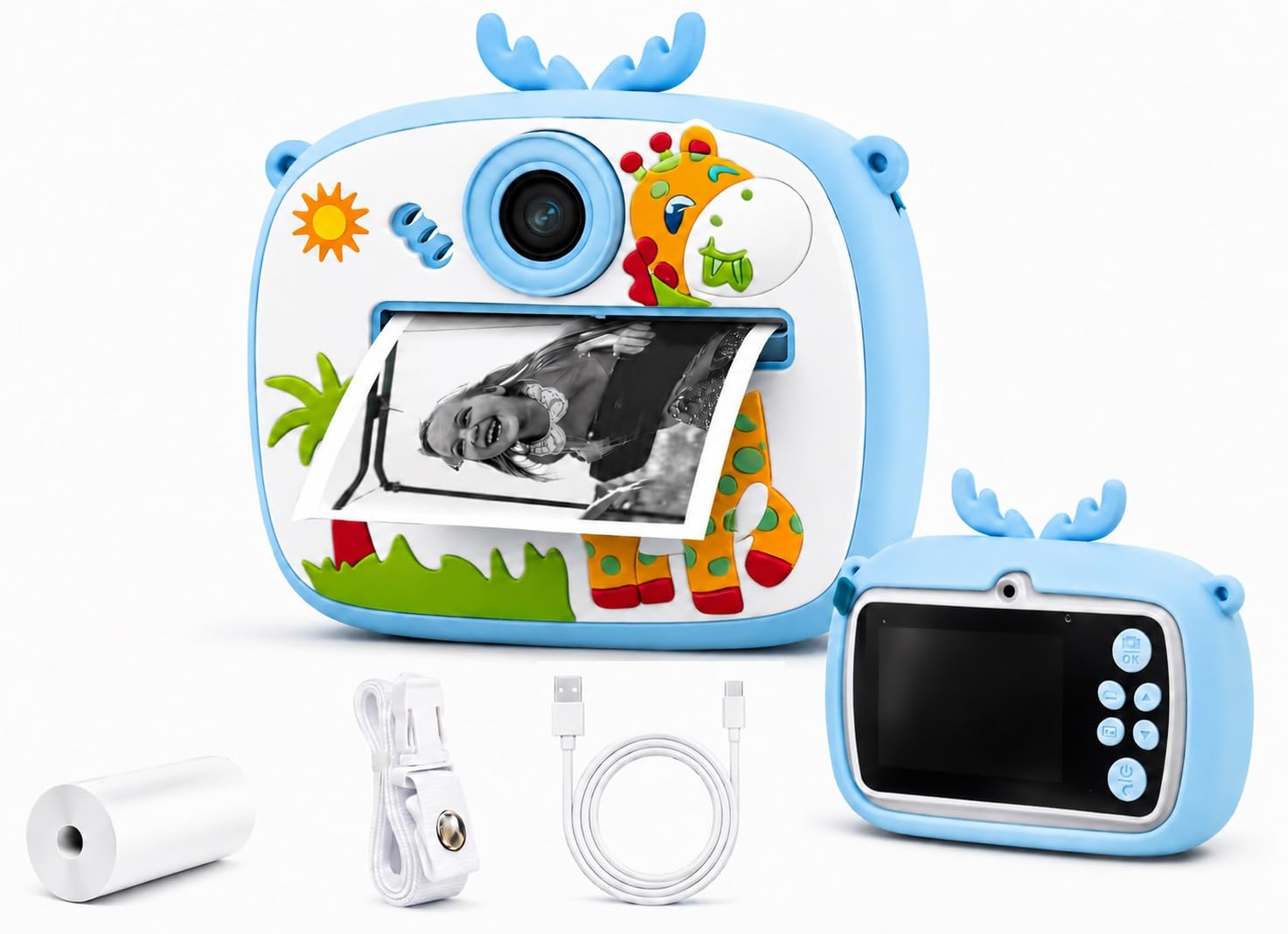 Kids Instant Print Camera – Mini Digital HD Photo & Video Camcorder with Games | Fun Learning Toy for Boys & Girls Ages 4-18 | Includes 2 Print Rolls – Ideal Gift for Kids. (Blue, Giffy)-image-49