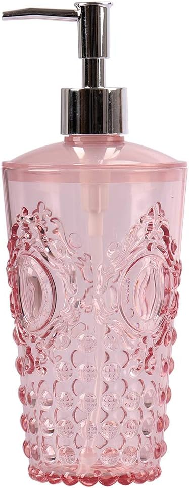 Coobbar 1pcs Vintage Pink Transparent Shower Gel Bottle Soap Dispenser Bottle Hand Soap Dispenser Pump Bottle Hand Washing Liquid Bottle Shampoo Bottle Pressing Water Bottle for Kitchen and Bathroom（6