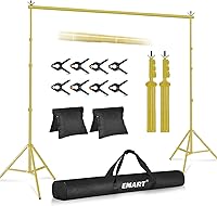 Vista 14 de Kit de soporte para telón de fondo EMART de 10x7 pies (ancho x alto) para estudio fotográfico, soporte ajustable con 2 barras transversales, 8