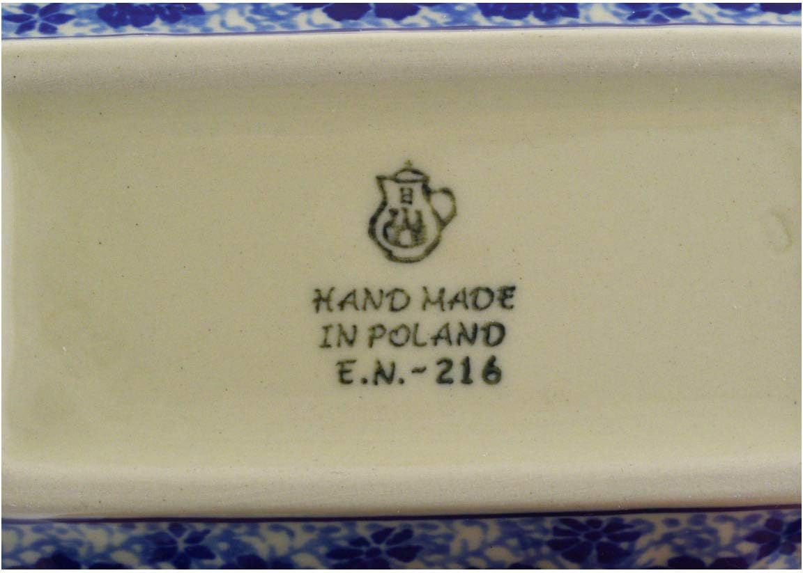 Polmedia Polish Pottery Mini loaf pan - Misty Dragonfly Pattern Handmade in Boleslawiec Poland by Ceramika Artystyczna + Certificate of Authenticity