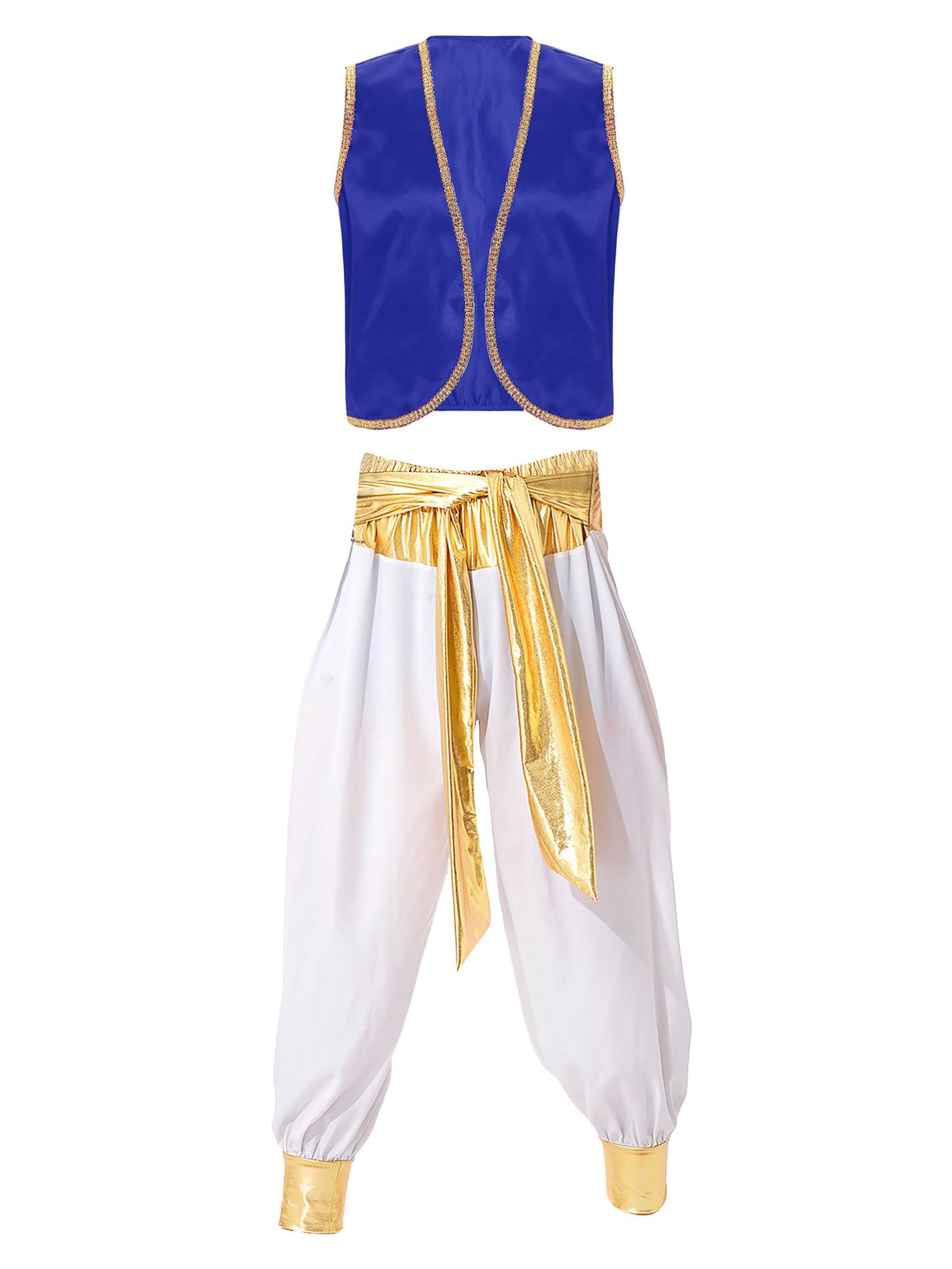 dPois Homme Déguisement Arabe Gilet Pantalon Costume Arabe Roi Prince Carnaval Partie Fête Jeux de Rôle