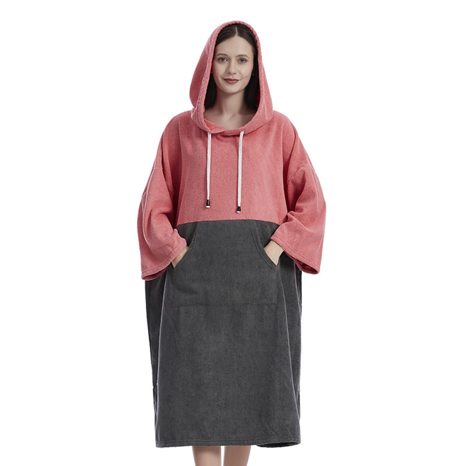 lyrlody Poncho de Toalla para Natación, Surf y Playa, Secado Rápido, para Adultos Hombres y Mujeres, Rosa