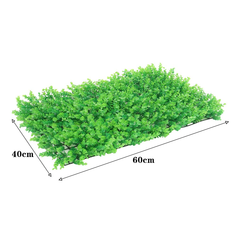 18 PCS Artificial Leaves Hedge Panels Hedge Wall Panels Artificial Grass Backdrop Wall 40 X 60cm 4cm Green Grass Wall for Decor Privacy Fence Indoor Outdoor Garden (Eucalyptus Light Green - Image 2