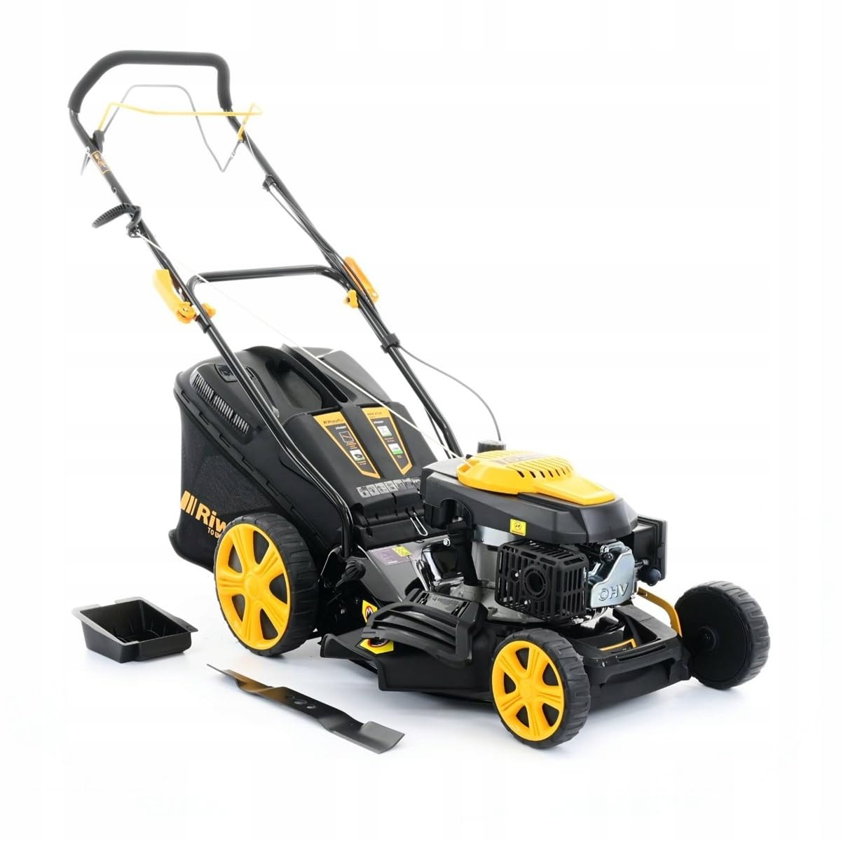 Riwall RPM 4735, Kosiarka Spalinowa, 47 cm, Stalowa, Czarna, 9w1 Multifunkcyjna, 31 kg, 7-Pozycyjna Regulacja, Napęd Własny, Silnik OHV 146cc