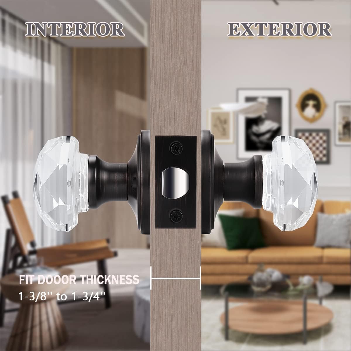 Bеѕt Dеаl KNOBWELL 3 Pack Providence Octagon Crystal Glass Door Knob Set with Victorian Plate Rosettes in Oil Rubbed Bronze (Passage Hall/Closet) Hоttеѕt Sаlеѕ KNOBWELL 3 Pack Providence Octagon Crystal Glass Door Knob Set with Victorian Plate Rosettes in Oil Rubbed Bronze (Passage Hall/Closet)