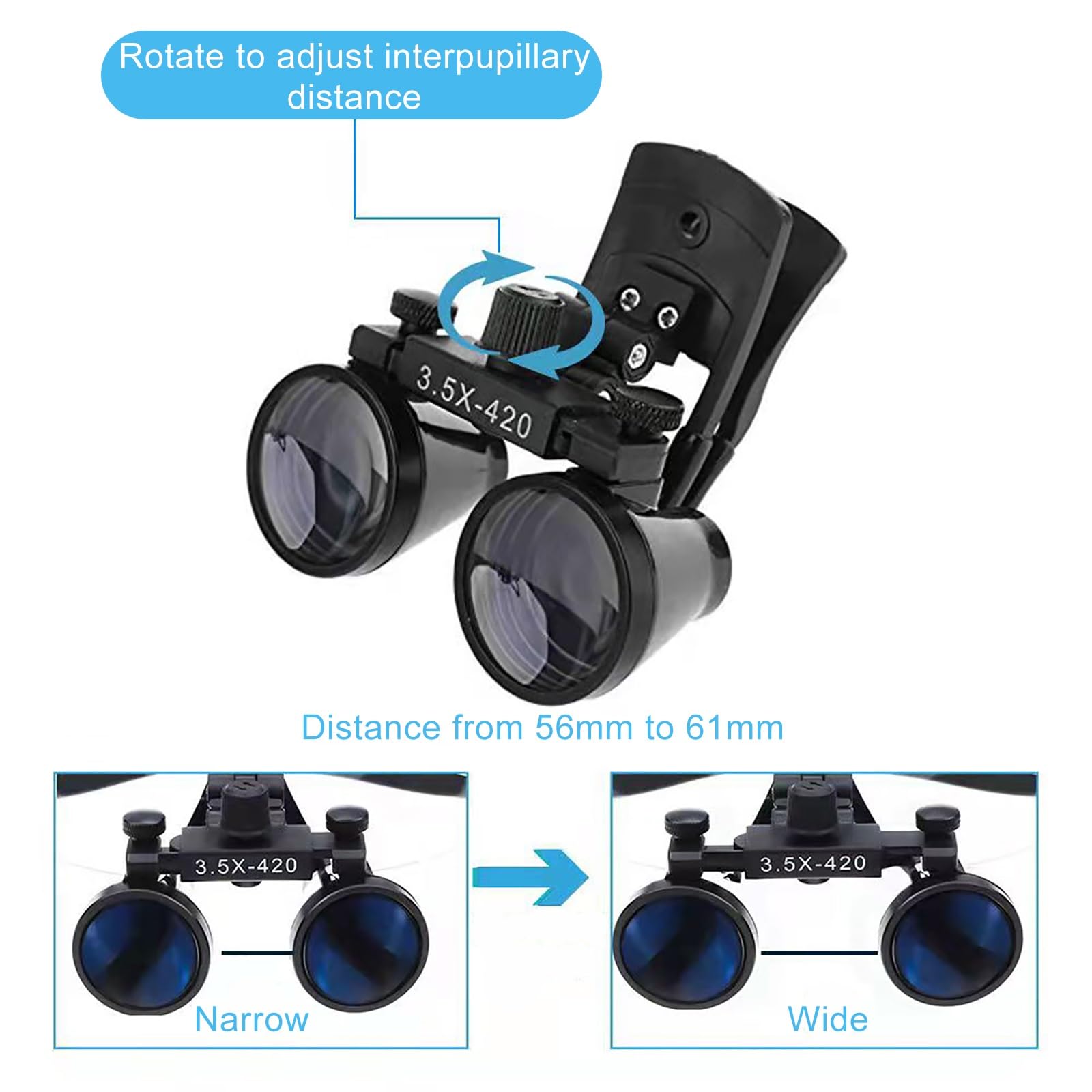 Lupenbrille Für Brillenträger Medizinische Binokulare Zahnlupe 2.5X/3.5X VergrößErung Zahnarzt-Zahnlupen Für Den Arztbetrieb In Der Zahnchirurgie Mit Clip-Lupe Zahnlupe (Color : 3.5X)