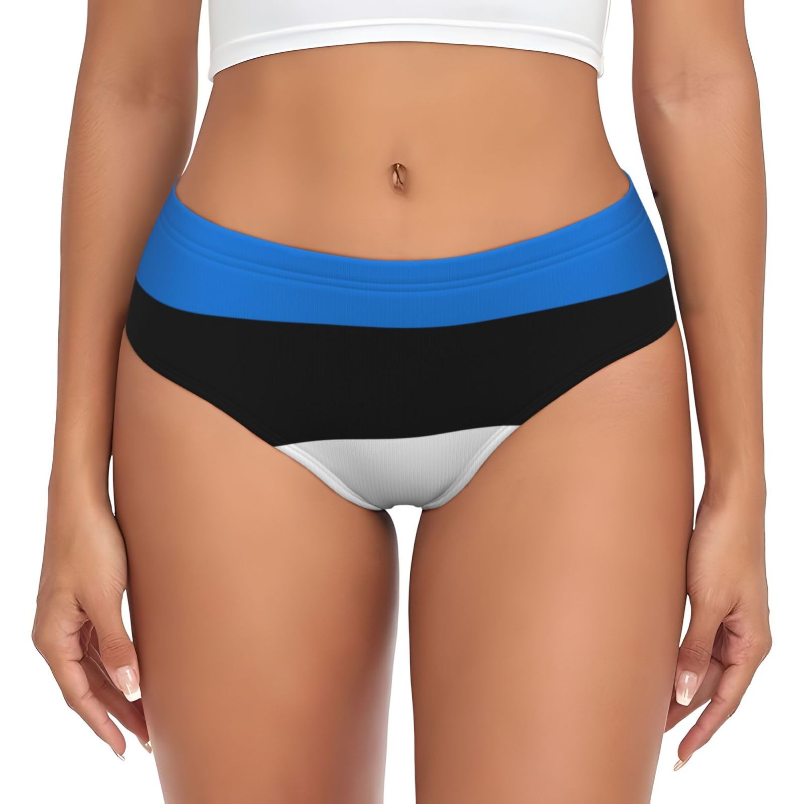 AYYQWE Flag of Estonia Print Women Underwear Stretchy Breathable Briefs Any Outfit Cool Comfortable Flexibility Black