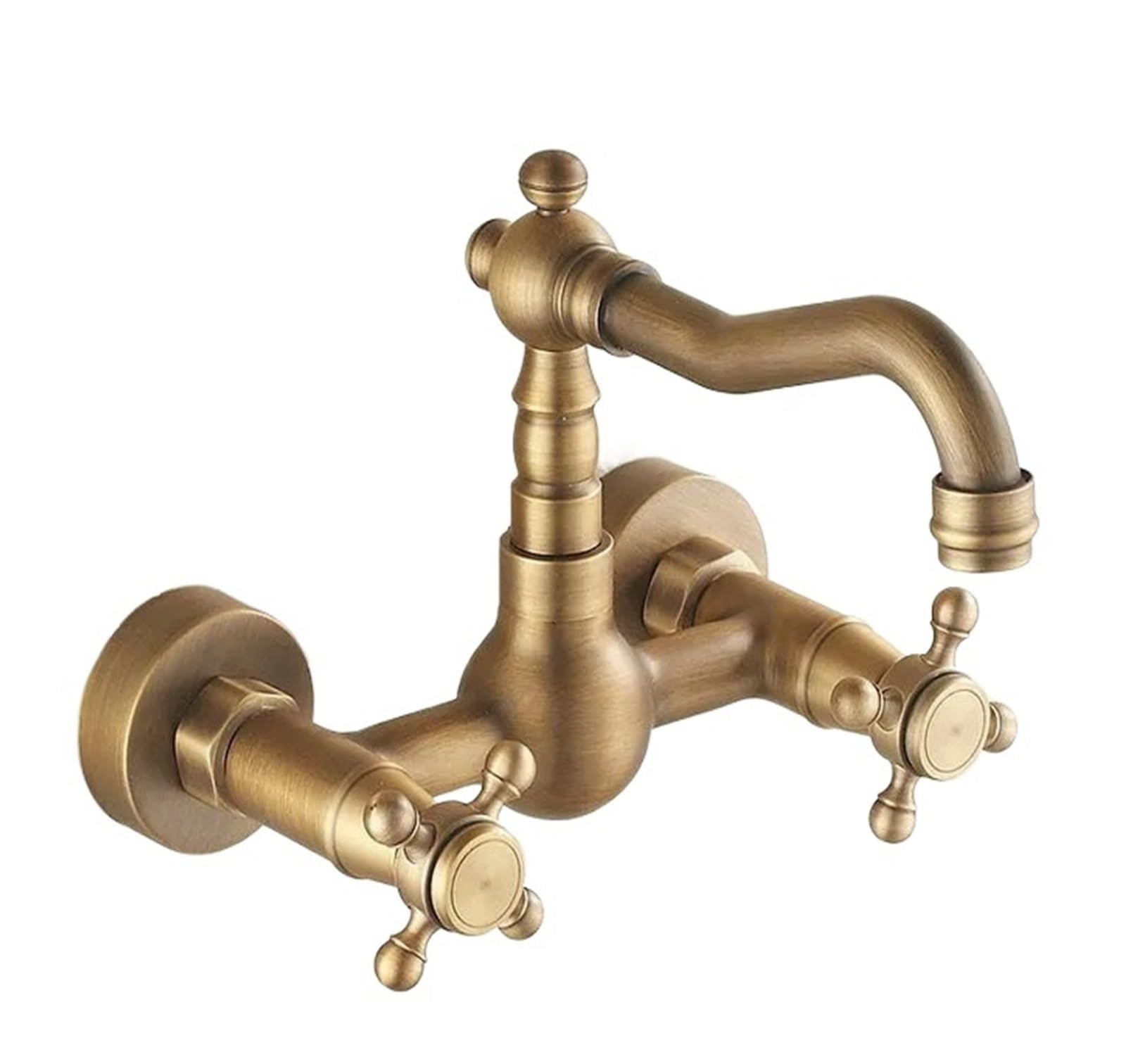 Mitigeur de lavabo rétro en laiton antique avec bec pivotant pour cuisine et salle de bain