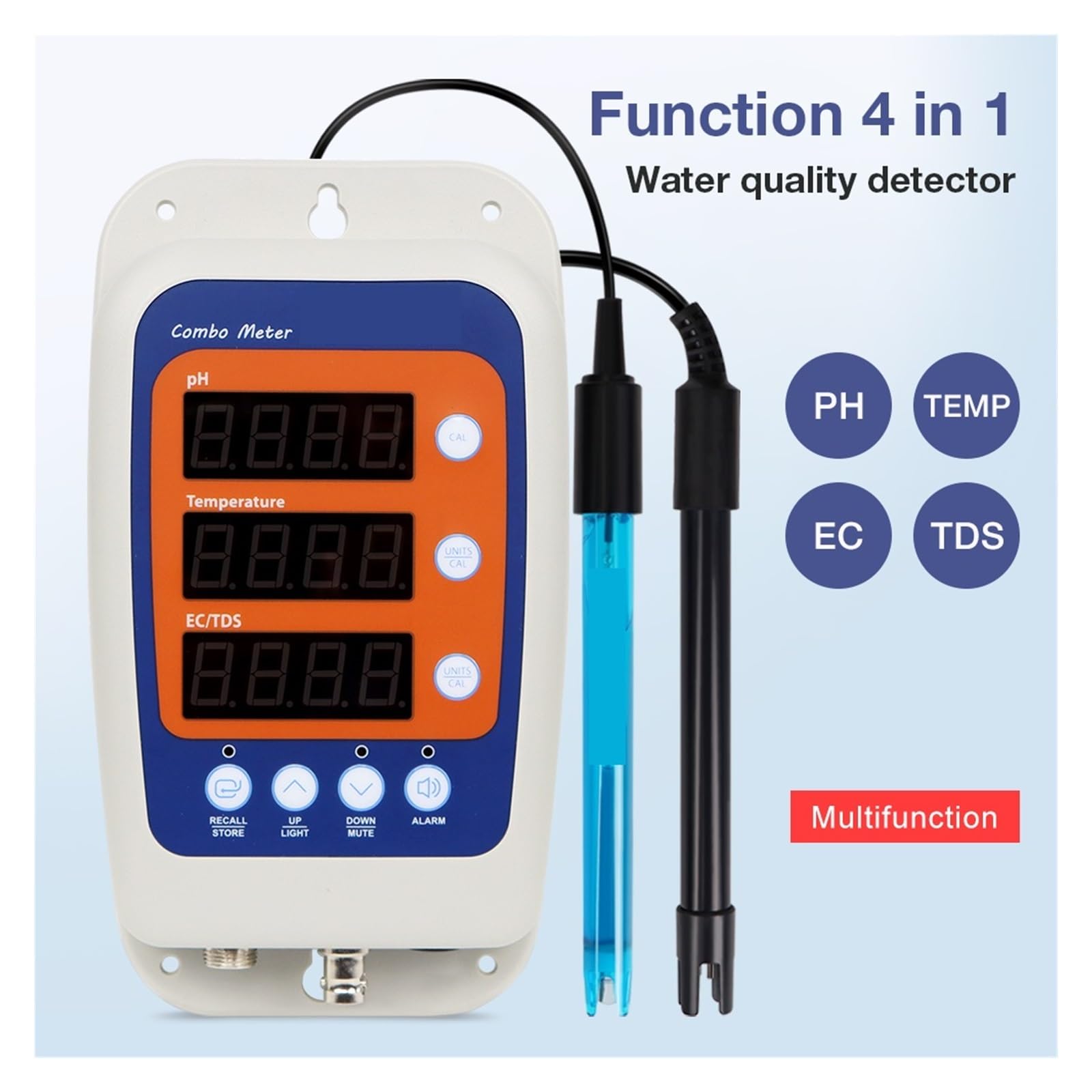 4 W 1 Online Tester Jakości Wody, Miernik Wielofunkcyjny, PH, Temperatury, TDS, EC, Analizator ATC 0, 60,0°C