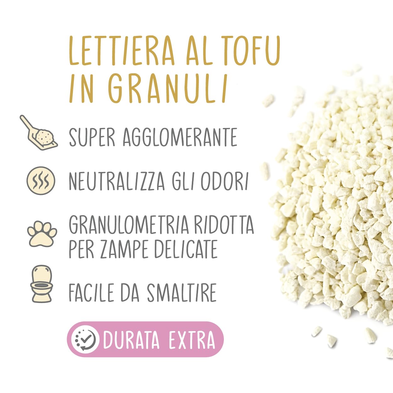 Cat&Rina BeCrumble, Lettiera in granuli per Gatti al Tofu 4,5kg, 2 Pezzi | Agglomerante, Vegetale, Smaltibile nell'organico o nel wc, Anti odore