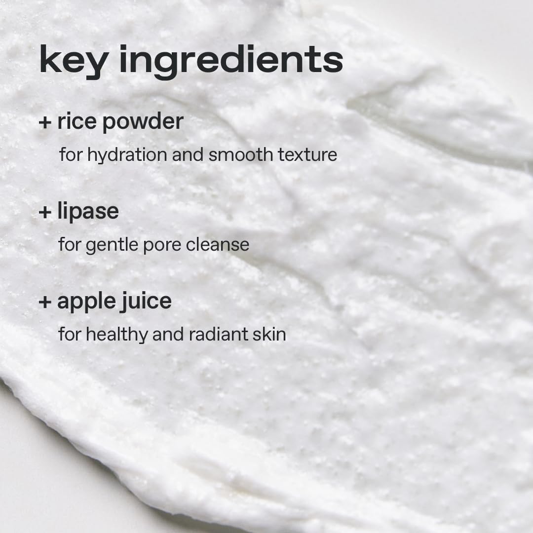 glow apple enzyme foaming cleanser | natural rice powder scrub for mild exfoliation | slightly alkaline formula for deep pore cleansing | enriched with lipase & polyphenols | 3.9 oz