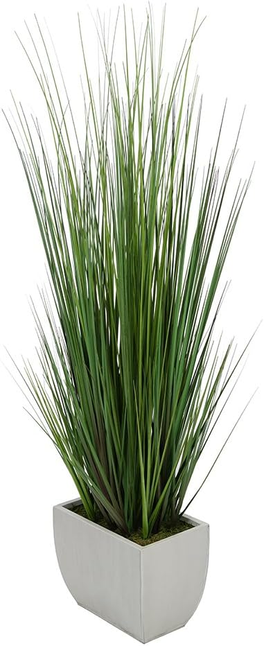 House of Silk Flowers Artificial 44" Grass in Large Rectangle Zinc (Cream)